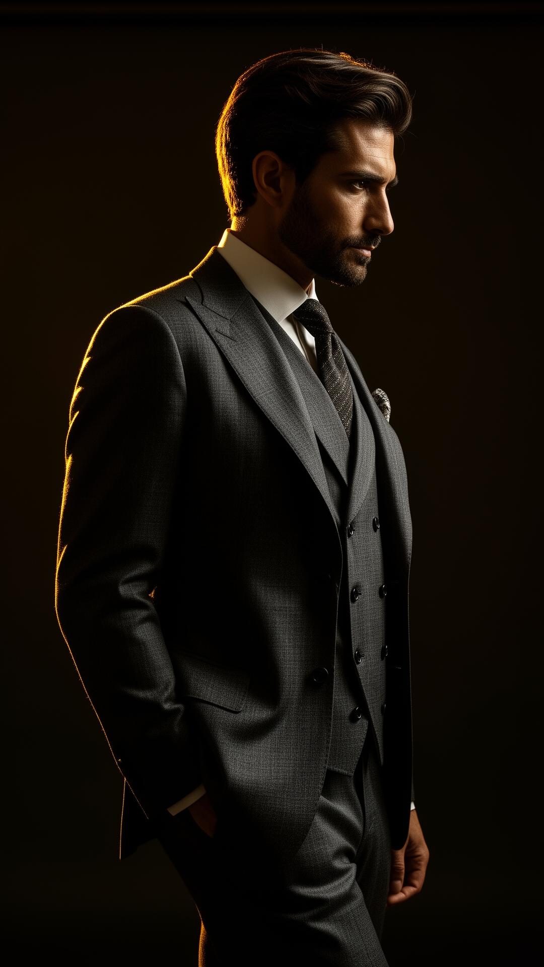 Gentiluomo italiano in abito sartoriale tre pezzi